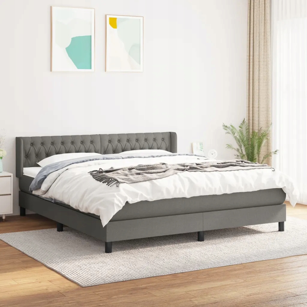 Box spring postel s matrací tmavě šedá 180x200 cm textil Šedá 3129970