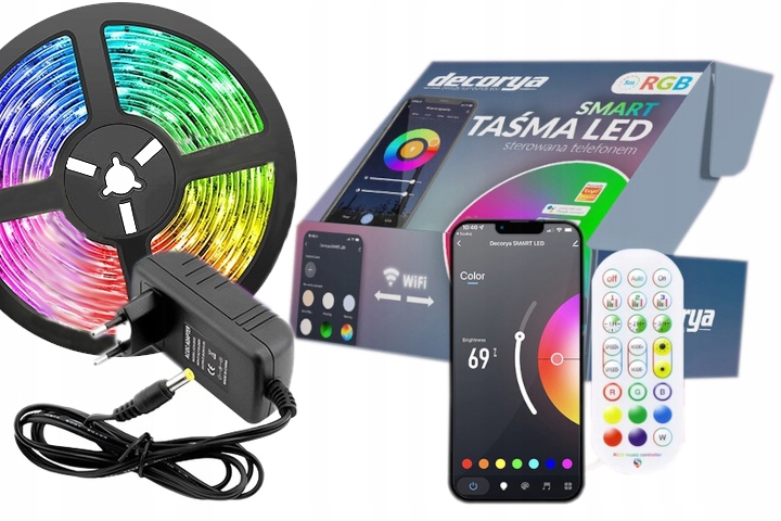 

Kolorowe Ledy 5M Sterowane TELEFONEM/PILOTEM/WiFi
