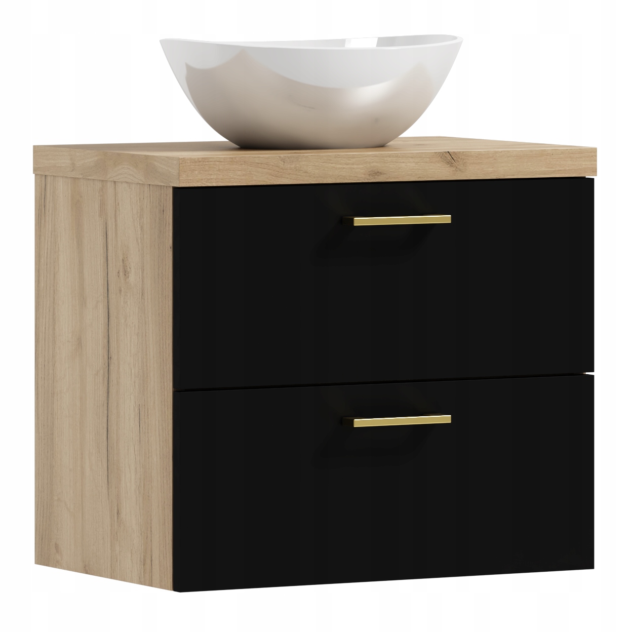 Zestaw mebli łazienkowych LUNA 50 szafka umywalka słupek s CZARNY/DĄB CRAFT Marka ADK Meble
