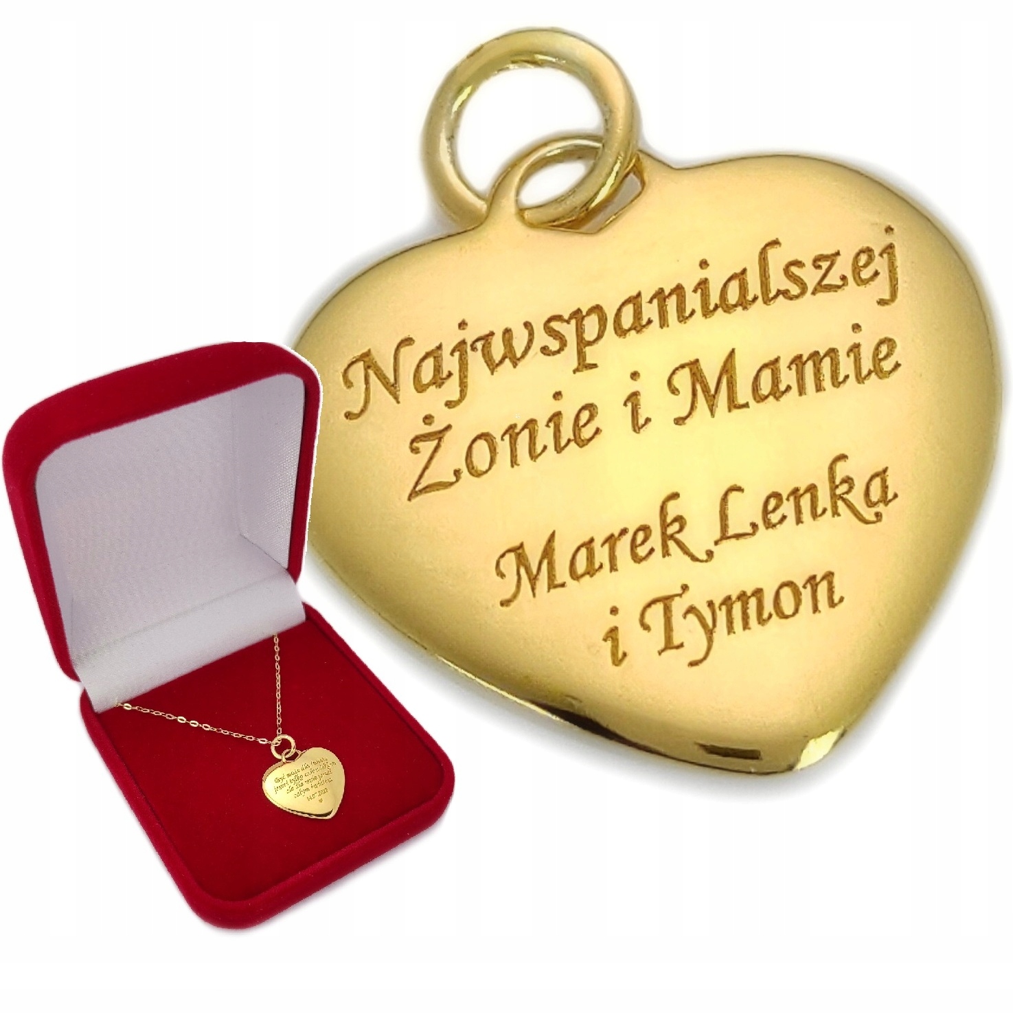 

Duże Złote Serduszko na Dzień Mamy+grawer