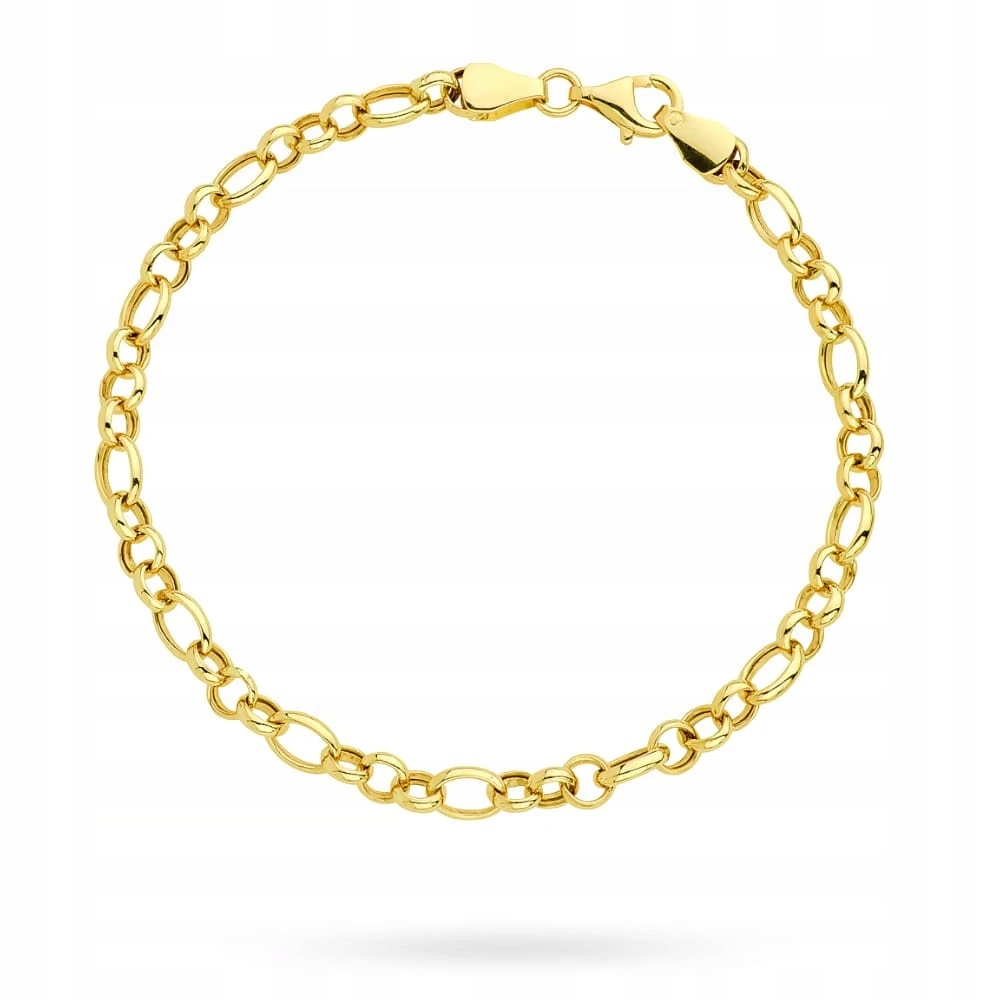 Zlatý Náramek 585 S Propletenými Kolečky A Minimalistickým Oválem, 18,5 CM