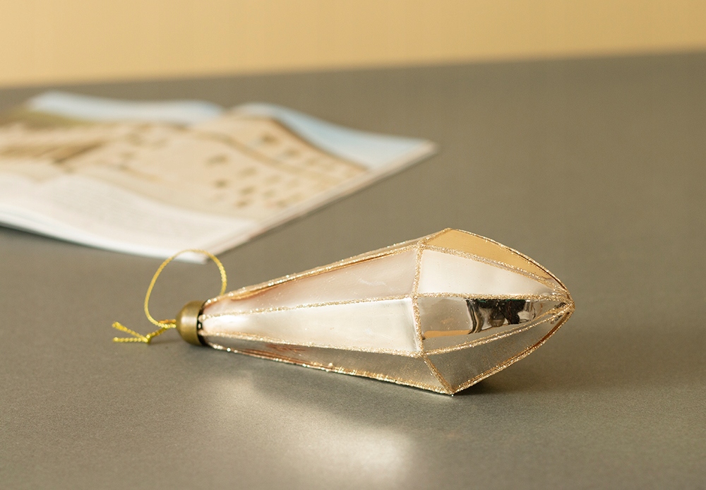 2 szt. BOMBKI ŚWIĄTECZNE srebrne SZKLANE Motyw inny