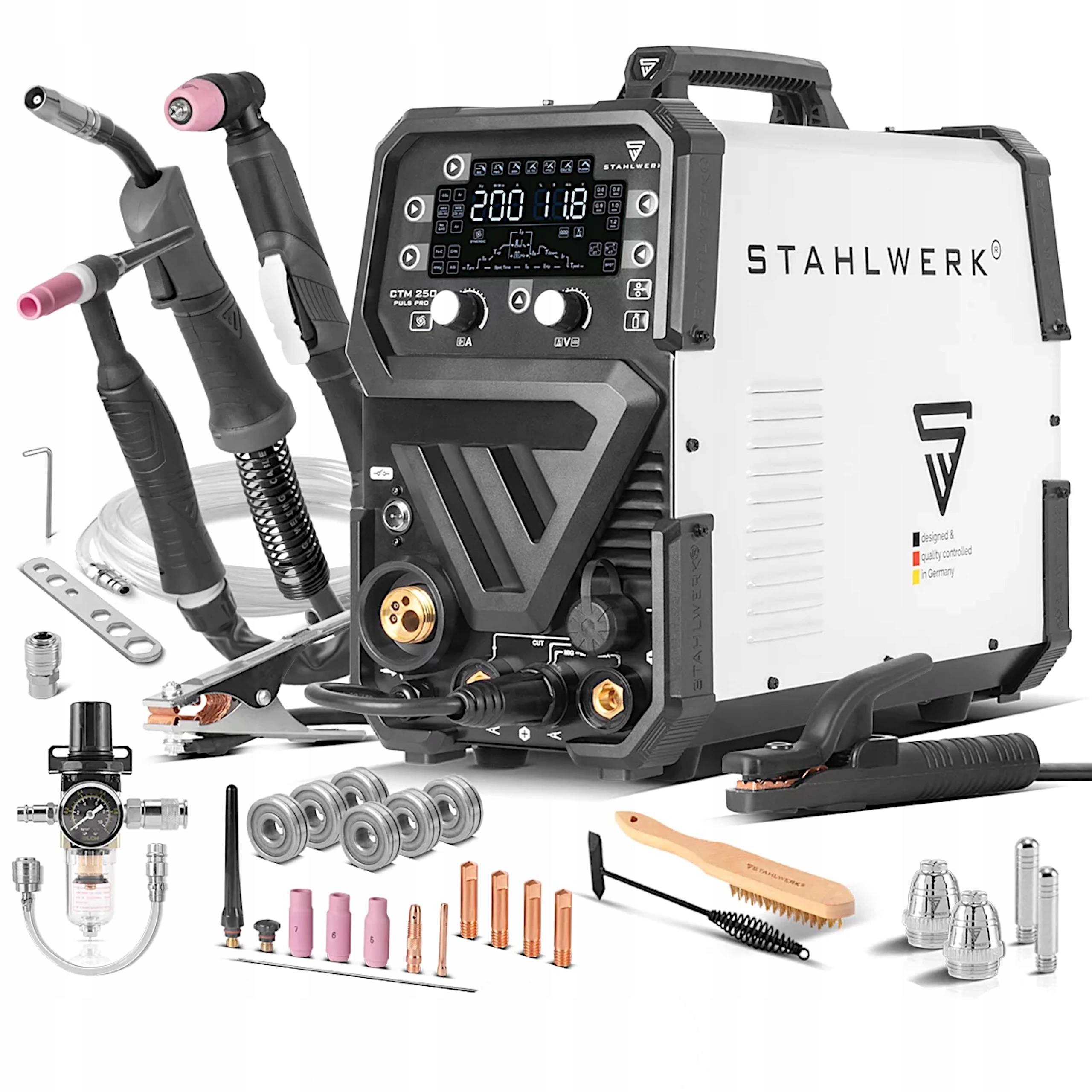 Svařovací Stroj Migomat Stahlwerk CTM-250 Puls Pro 6V1 Puls Tig Plazma Flux Plazma