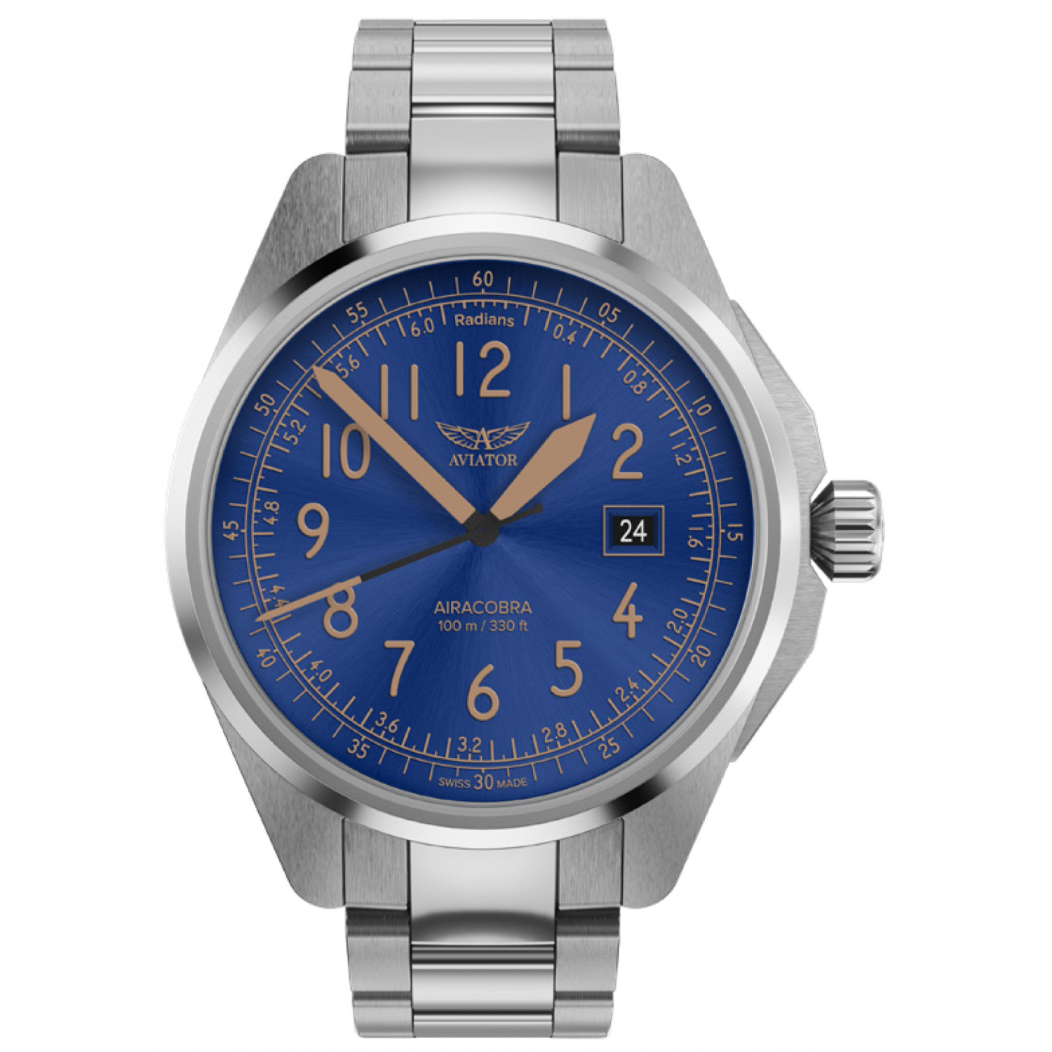 Zegarek Męski Aviator V.1.38.0.326.5 srebrny bransoleta