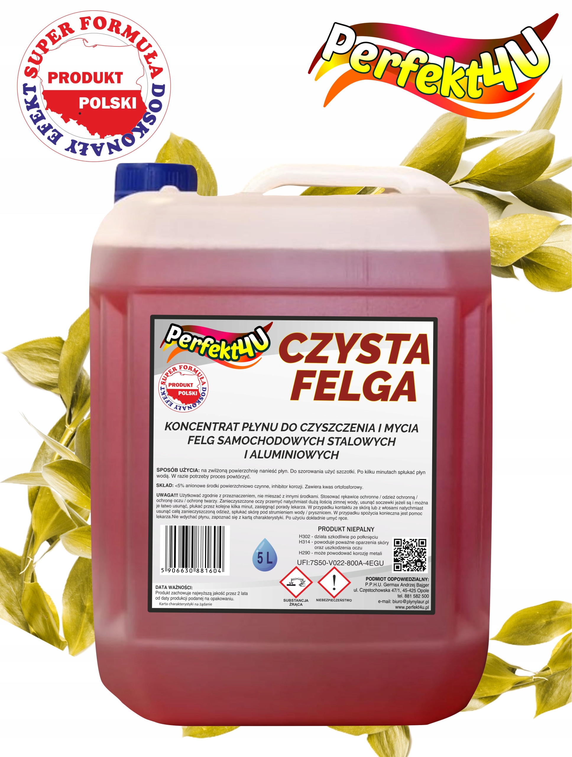 KONCENTRAT PŁYNU DO MYCIA FELG SAMOCHODOWYCH (OP,5L) od prtfekt4u Producent Inny