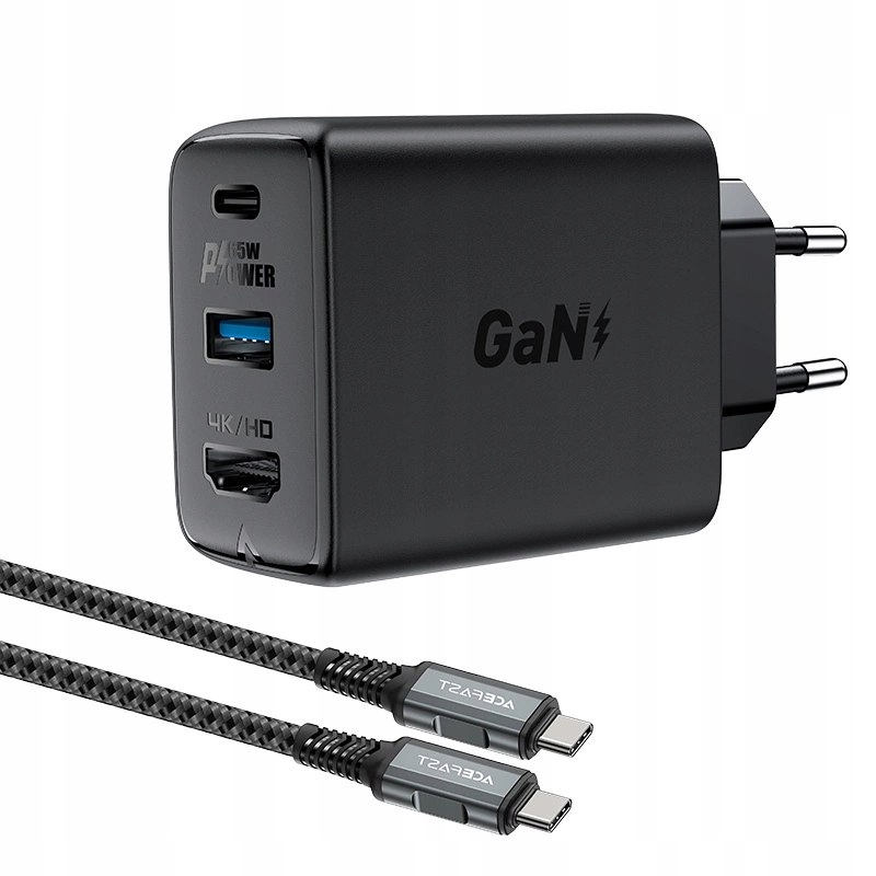 Ładowarka GaN Acefast A17 65W Usb-c Usb-a, adapter Hdmi 4K 60Hz (zestaw z