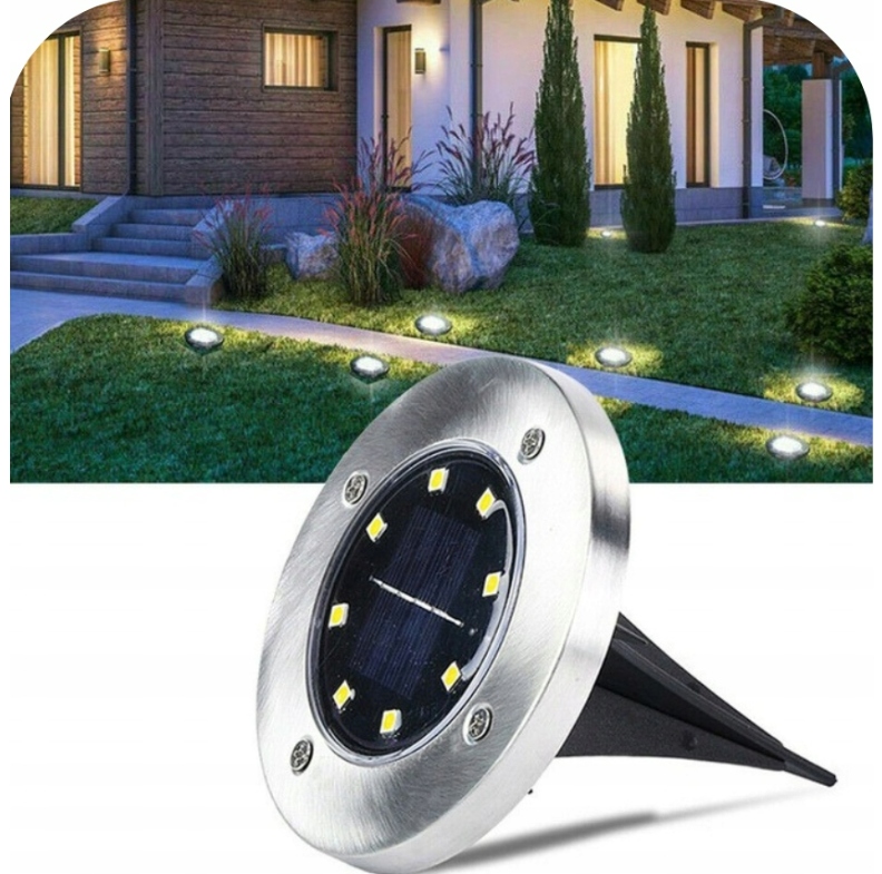 LAMPA SOLARNA OGRODOWA LAMPKI LED GRUNTOWE DYSK CZYJNIK ZMIERZCHU 12 DYSKÓW Stan opakowania oryginalne