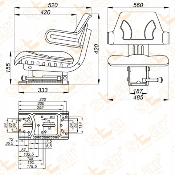 004 - СИДЕНЬЕ ВИЛОЧНЫЙ ПОГРУЗЧИК HDS ПОДЛОКОТНИКИ