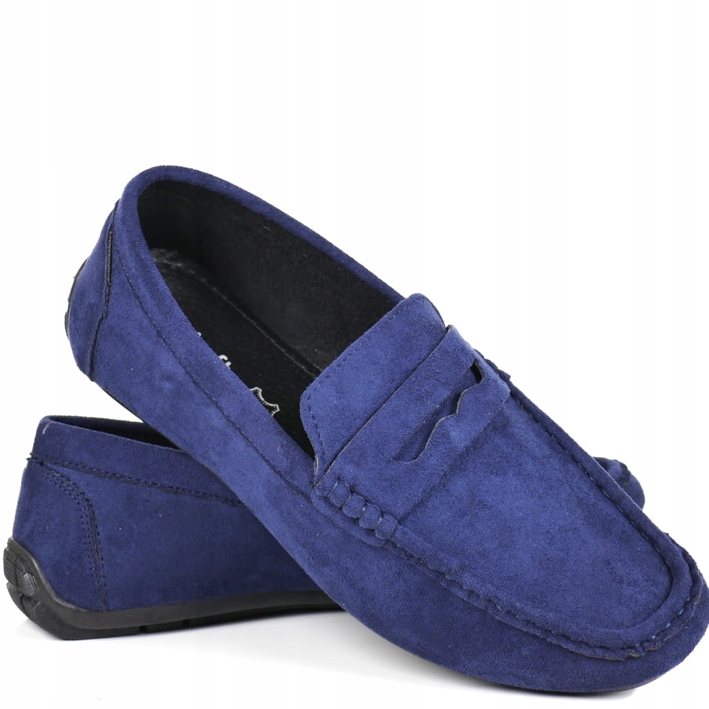 Modré Semišové Pánské Mokasíny S Nazouvacími Botami Na Párty, Pohodlné, Stylové