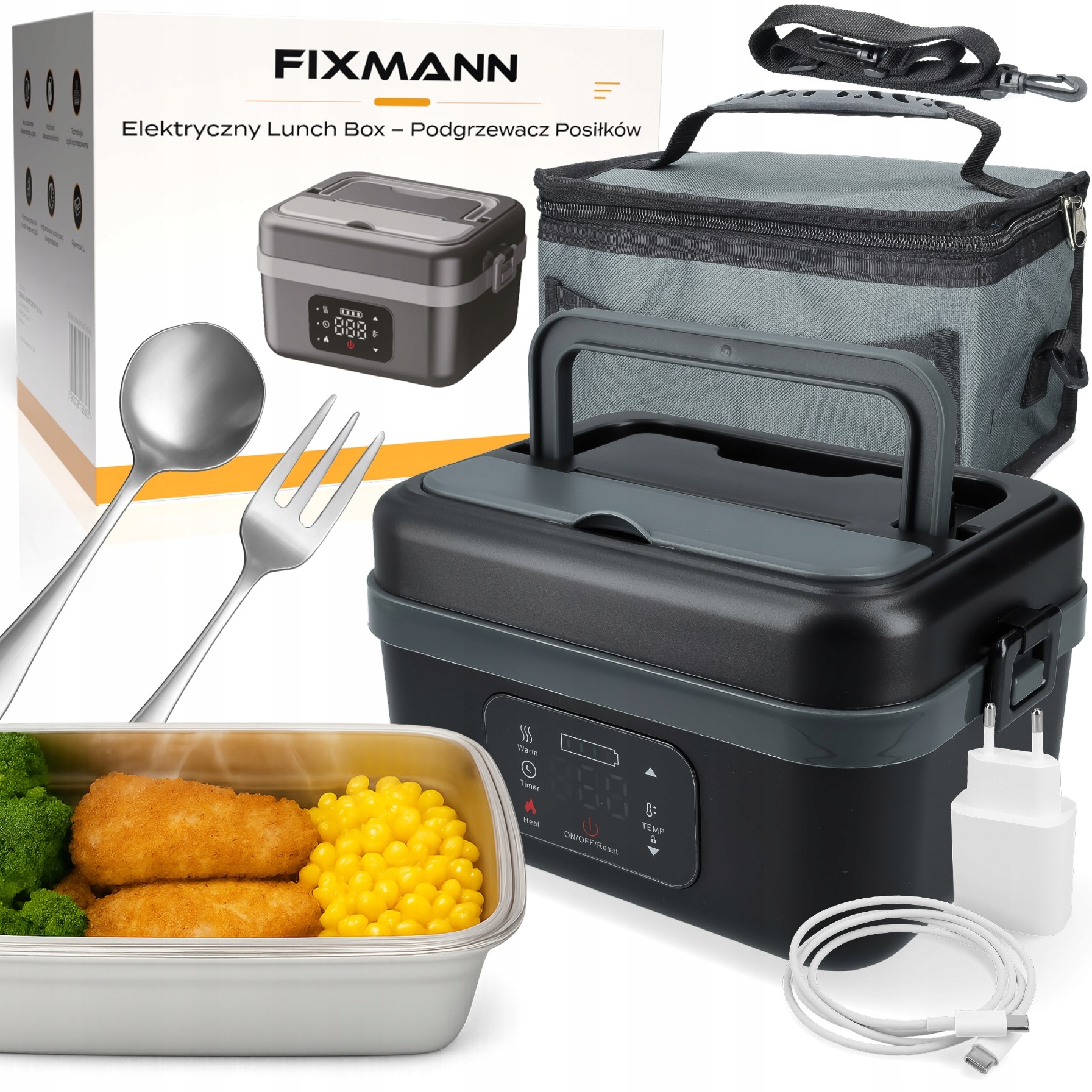 Elektrický vyhřívaný obědový box přenosný 1L