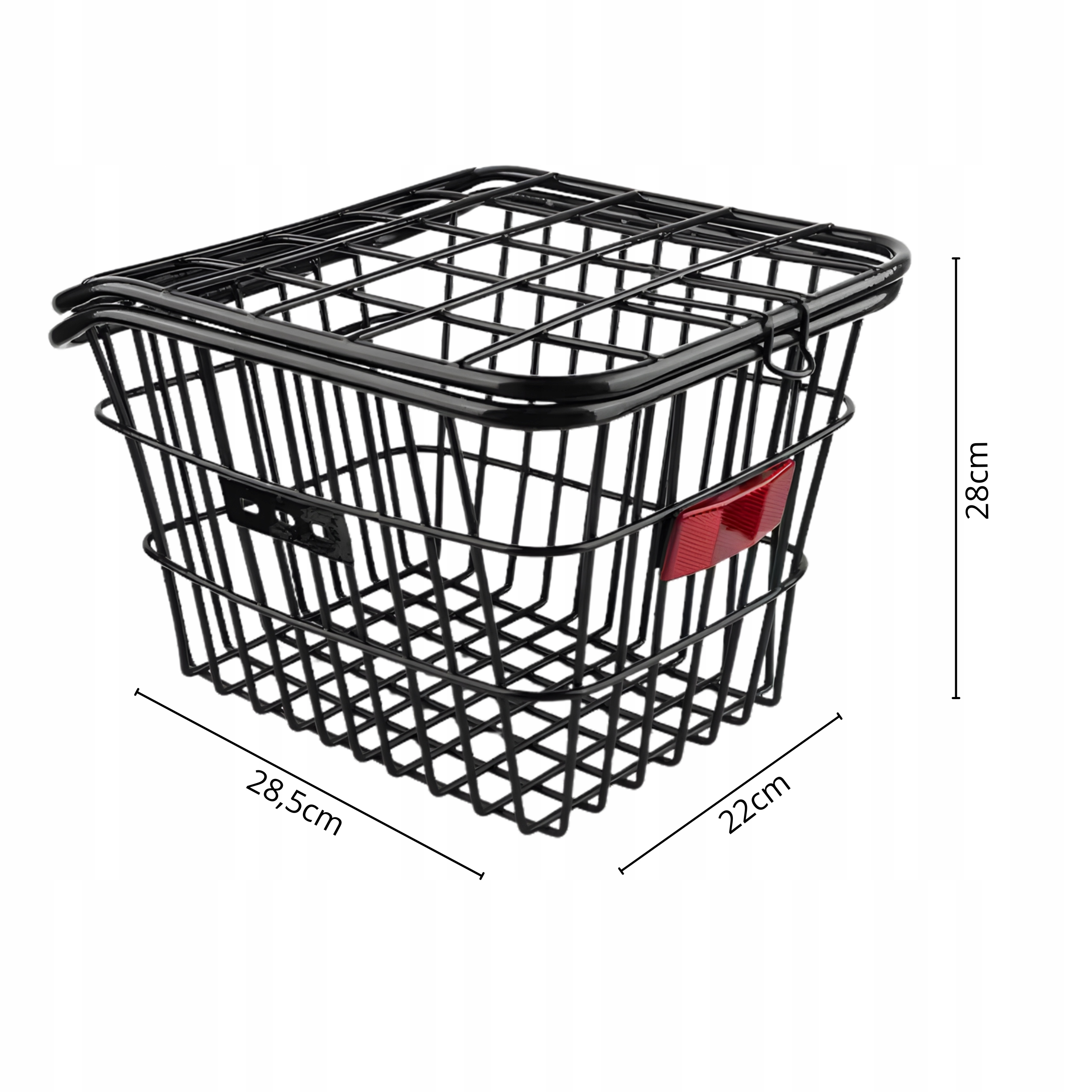 KOSZYK ROWEROWY KOSZ NA BAGAŻNIK ZAMYKANY Z ODBLASKIEM POJEMNY METALOWY Marka Gearox