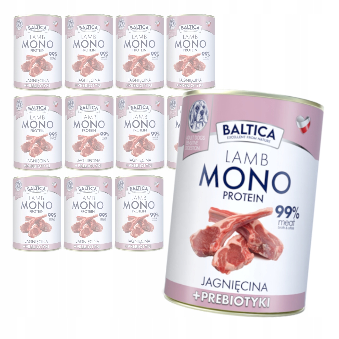 Baltica Monoprotein Jagnięcina Prebiotyki 12x400g Mokra Karma Dla Psa