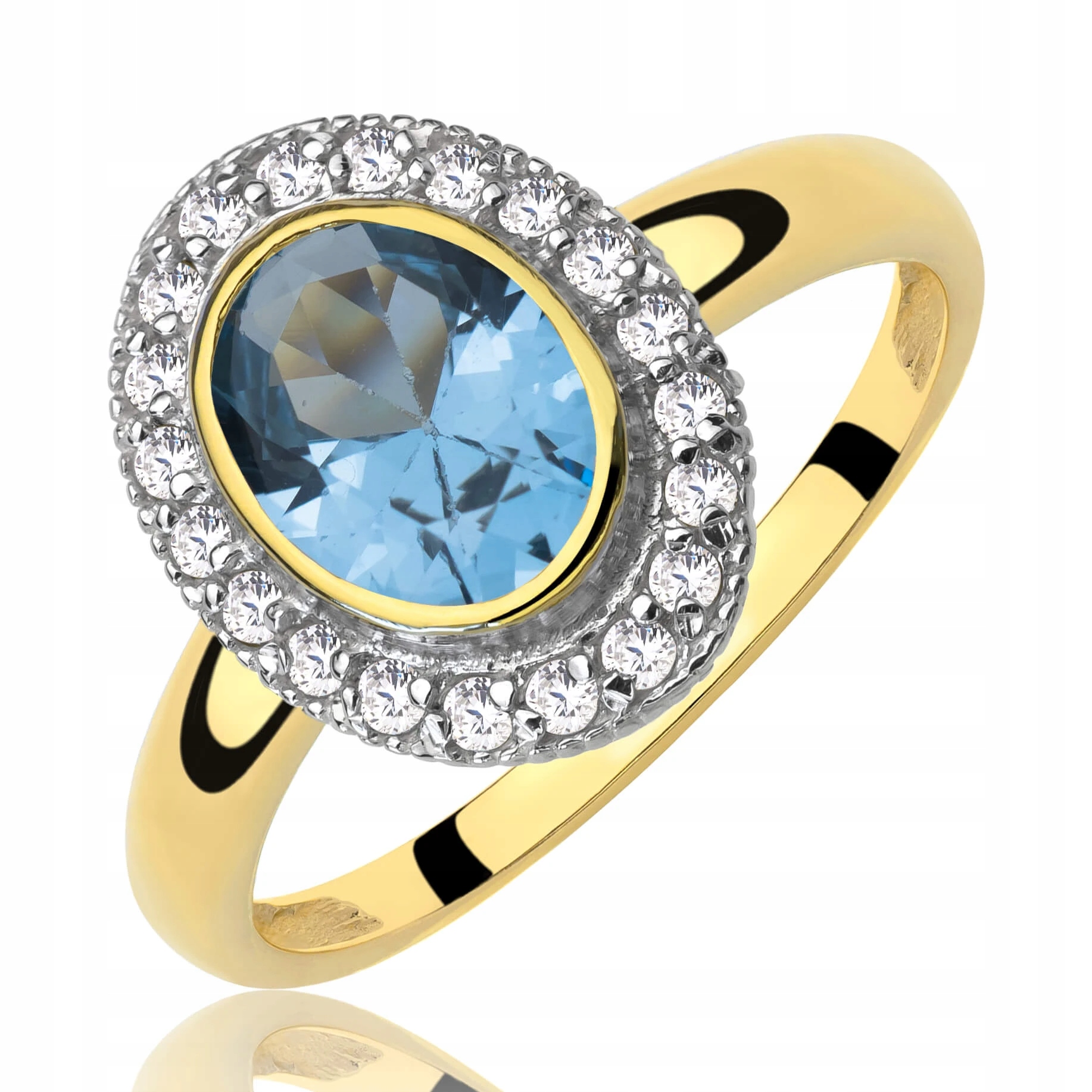 Zlatý Prstýnek S Modrým Kamenem, Velký Zirkon, Luxusní Vel. 13