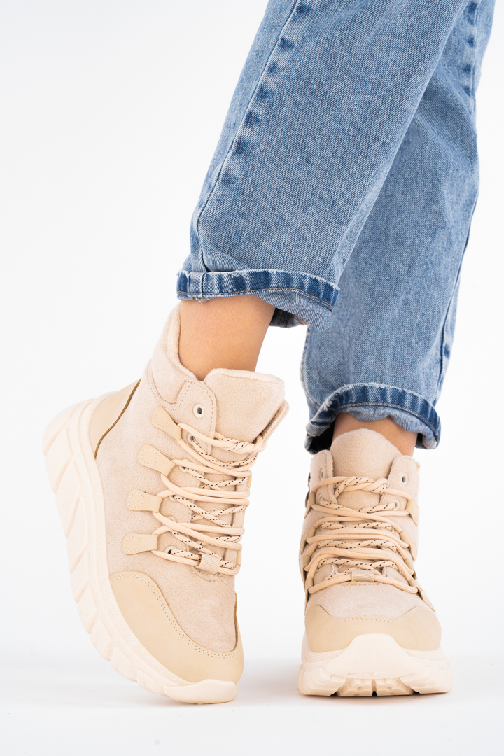 Beżowe Śniegowce Botki damskie ocieplane Dover 38 Rozmiar 38