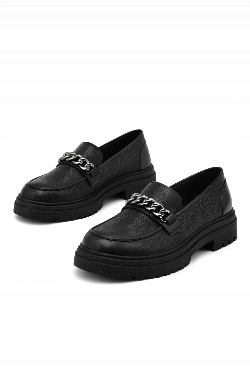 Černé Mokasíny Z Přírodní Kůže S Řetězem 37 1I4A