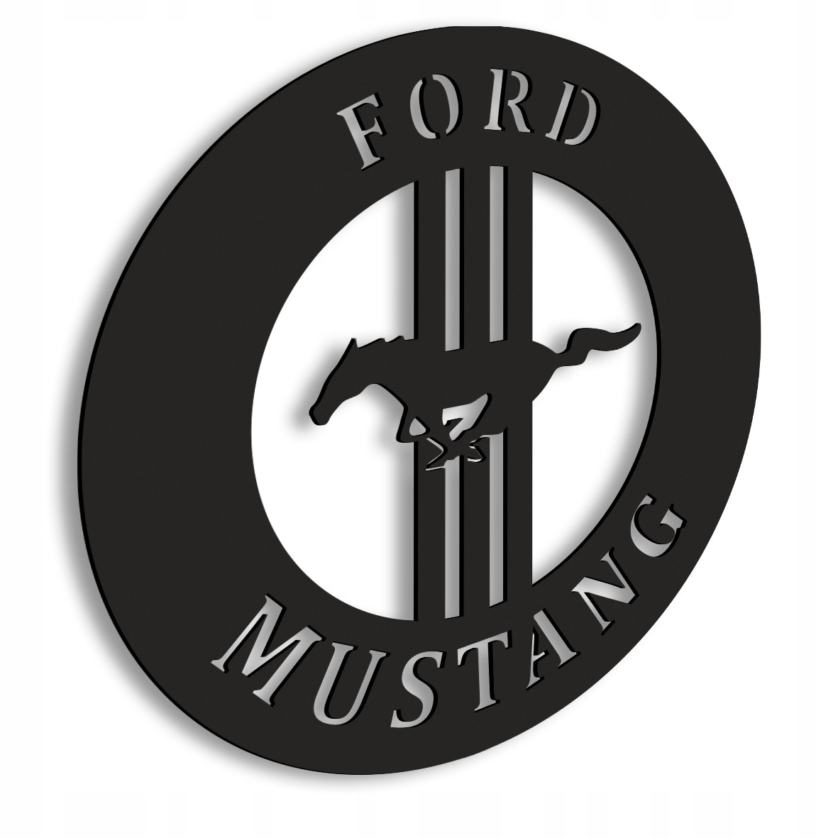 Logo Ford Mustang dřevěný obraz noční Led