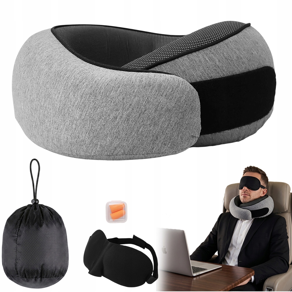 Poduszka Podróżna Memory Foam Ergonomiczna Samolot Pociąg Samochód