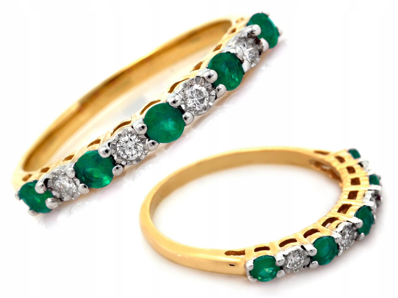 Zlatý prstýnek Eternity s brilianty a smaragdy, ryzost 585 1.97 g velikost