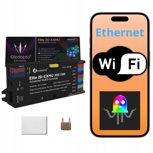 Wled ovladač pro adresovatelné pásky Pixel Ethernet smart mikrofon