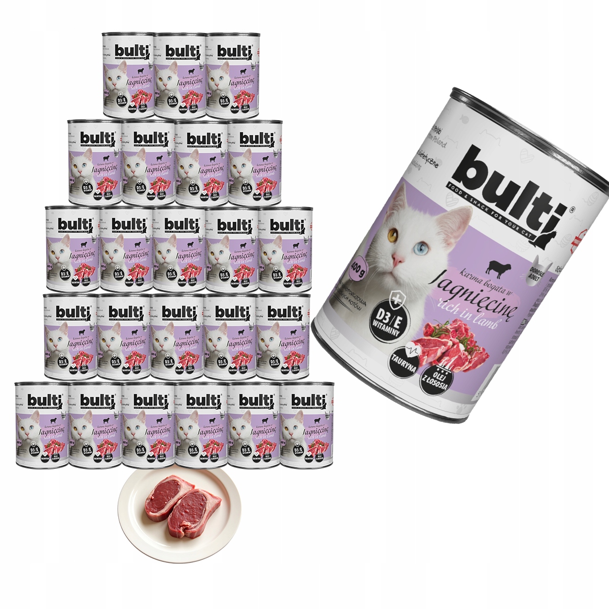 Levně Bulti Pro Kočky Krmivo Konzerva luncheon meat s jehněčím masem Set 24x400g