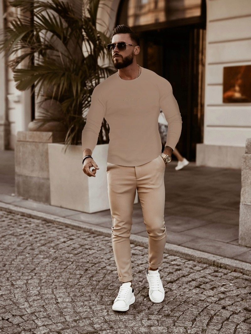 Pánská mikina Longsleeve Olavoga Minimalist Man Béžová M