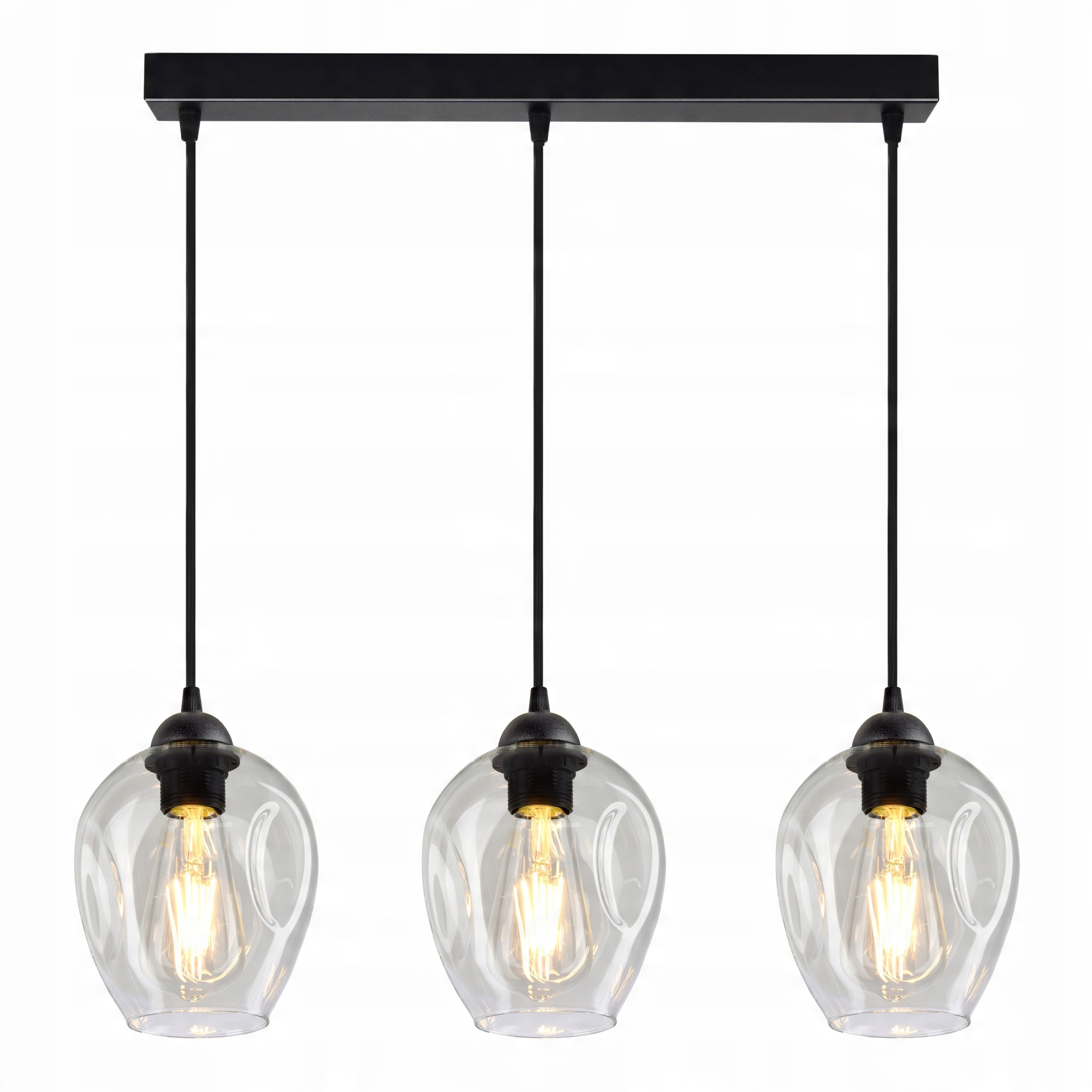 

Lampa Wisząca Żyrandol Plafon 3 Klosze Transparent