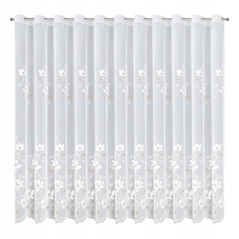 Hotová záclona s kroužky Sandi 350x250 Eurofirany květinová výšivka
