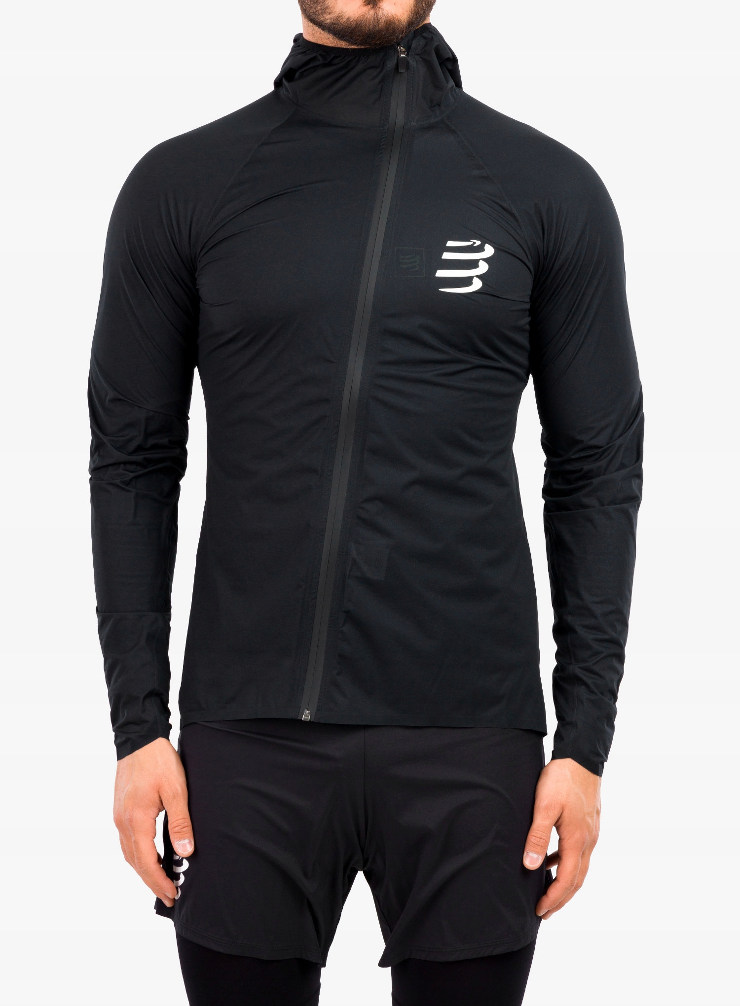 Kurtka biegowa Compressport Hurricane Waterproof 10/10 Jacket - black XL Rozmiar XL