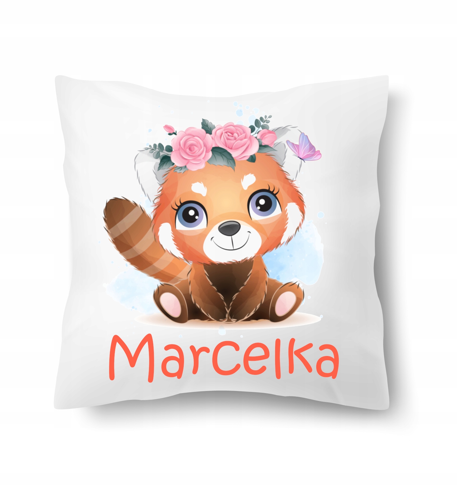 

Poduszka imię dziecka panda czerwona podusia