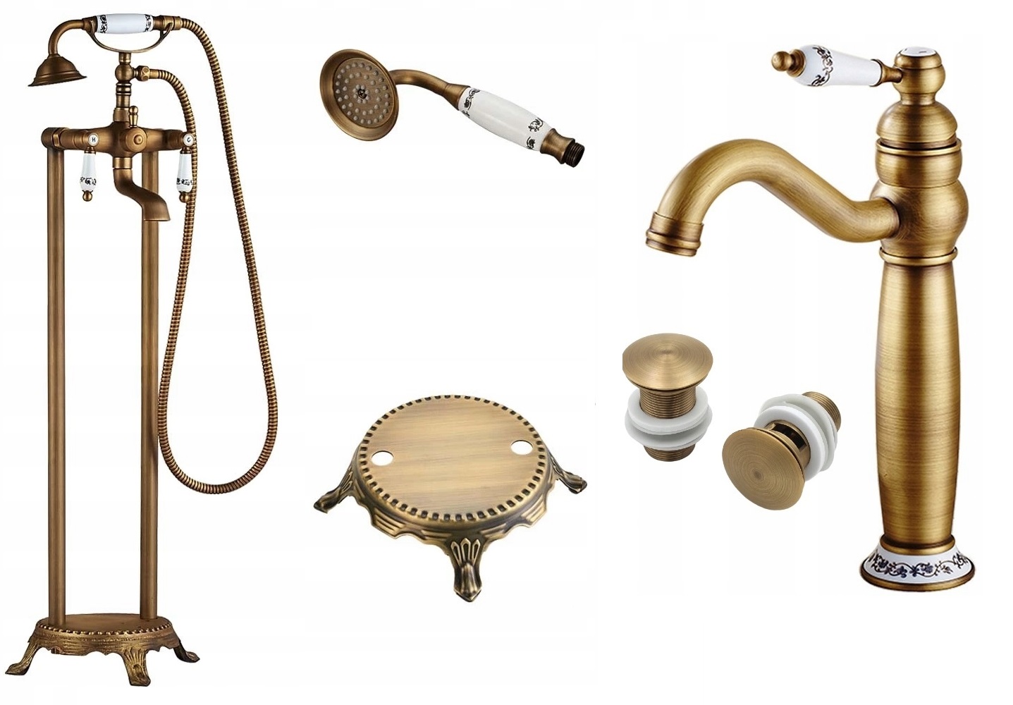 Stojanková vaňová batéria Old Retro Mosadz Sada