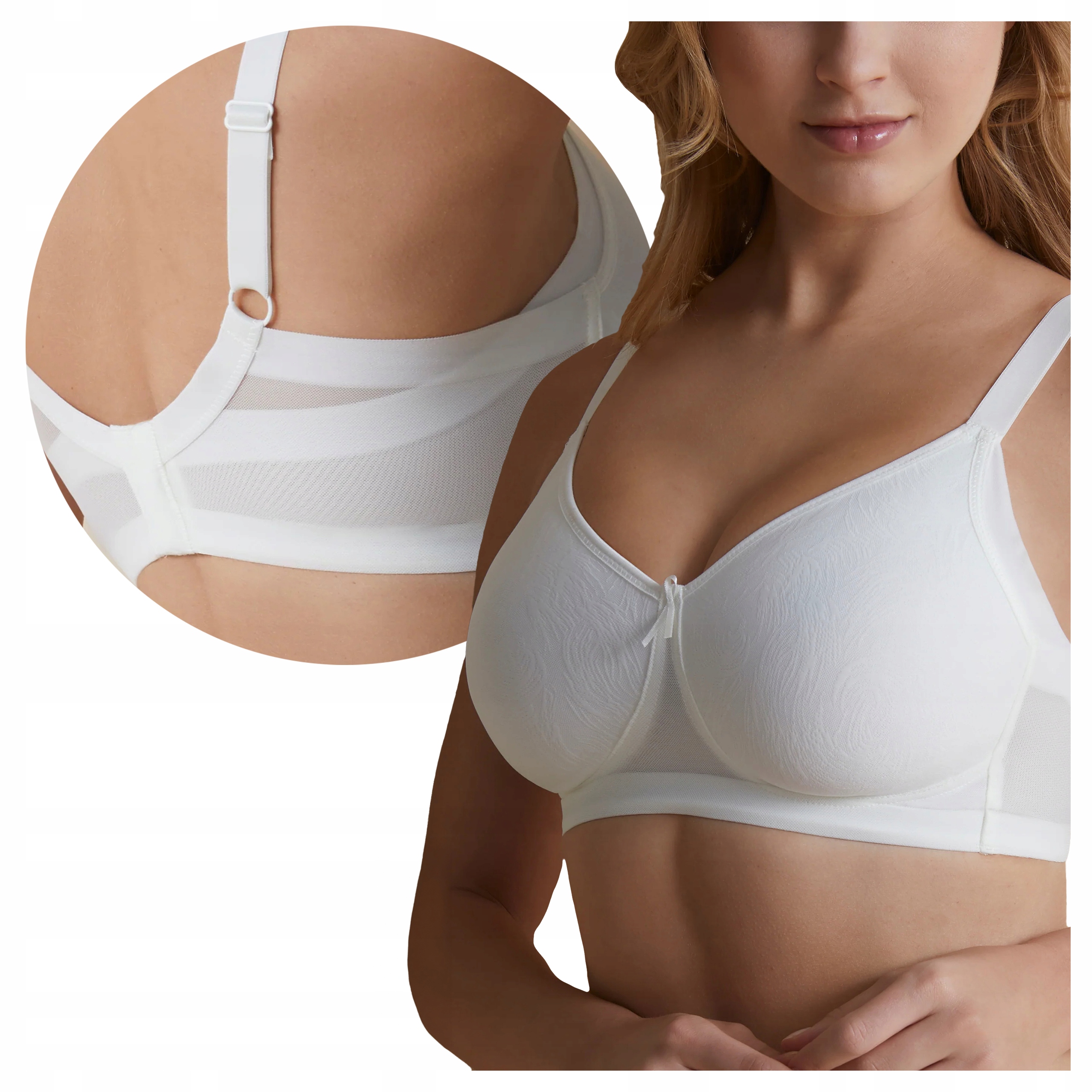 Biustonosz Gładki Miękki Bez Fiszbin Codzienny Bardzo Perłowy 75D