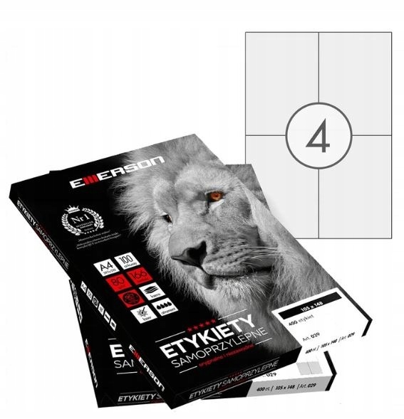 

Etykiety samoprzylepne A4 100 ark Emerson 105x148