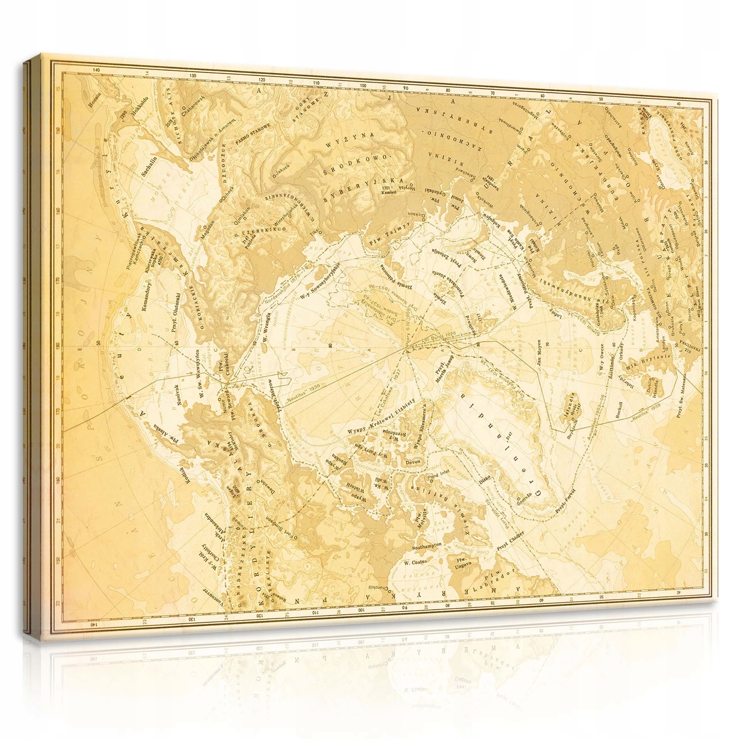 Obraz 80x60 Stará mapa světa Arktida vintage nástěnná dekorace