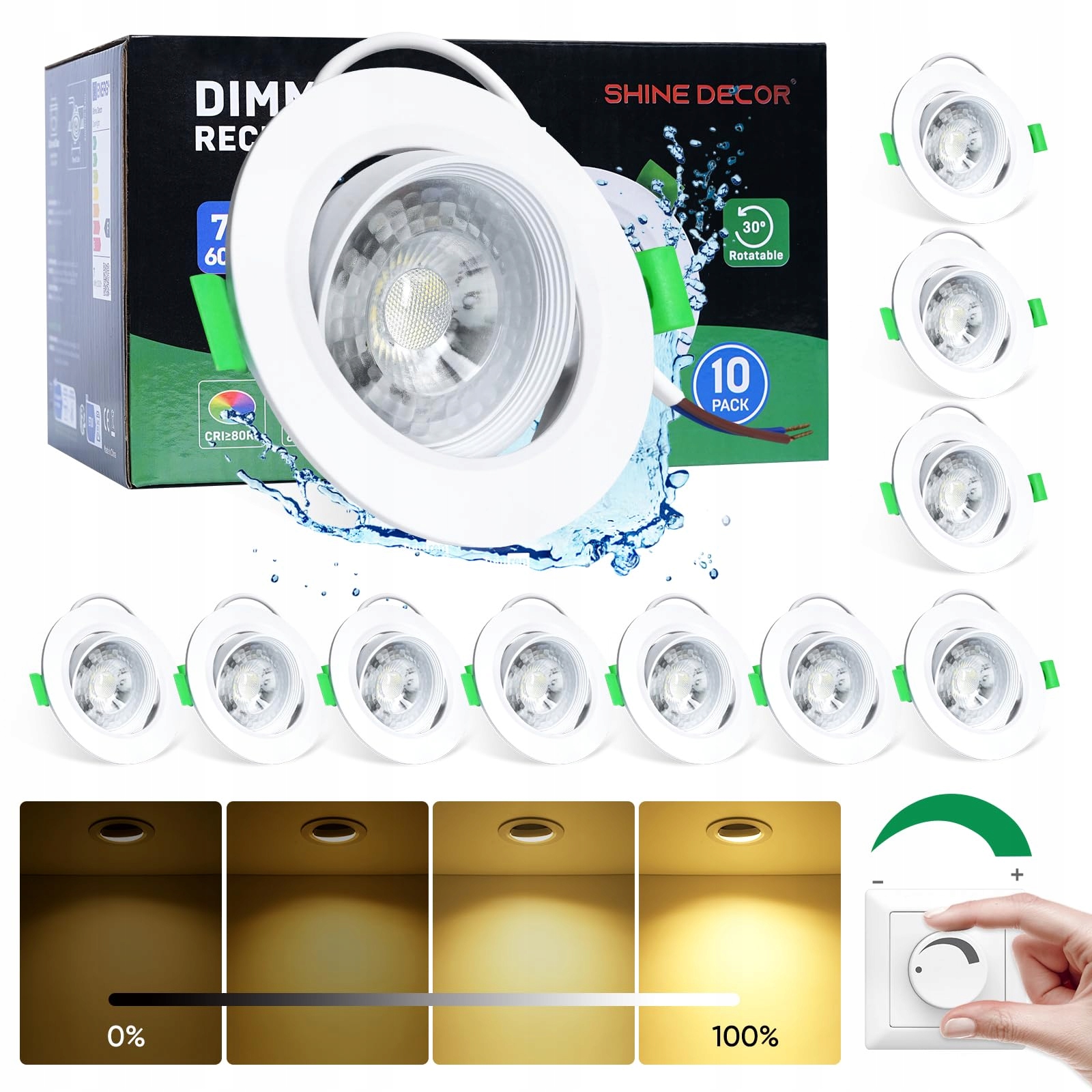 Led stropní bodové svítidlo teplá bílá 3000 K, 7 W, sada 10 ks