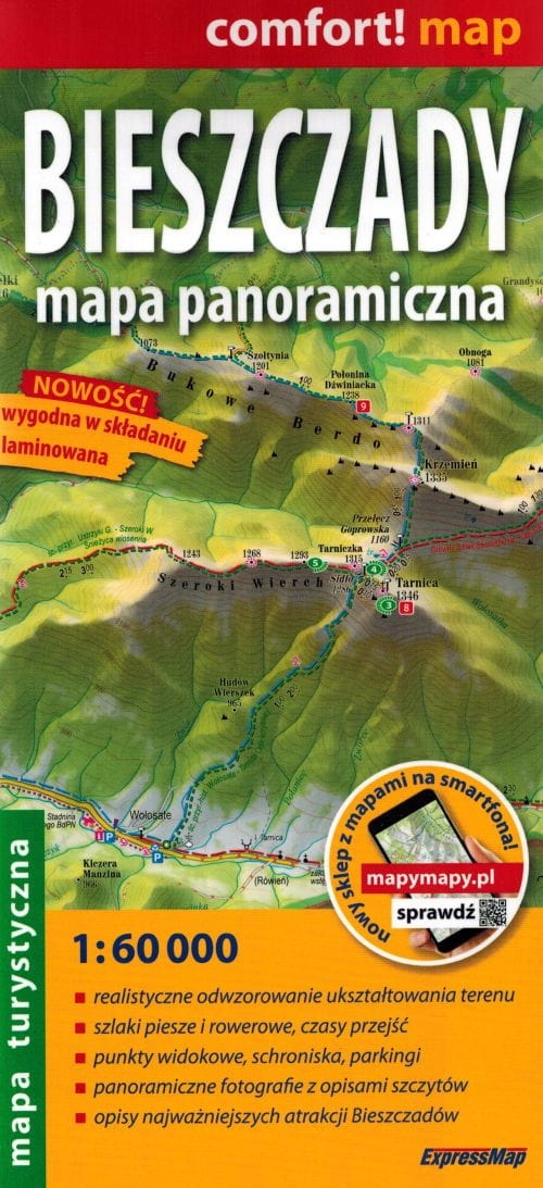 

Bieszczady Mapa Laminowana Panoramiczna 1:60 000