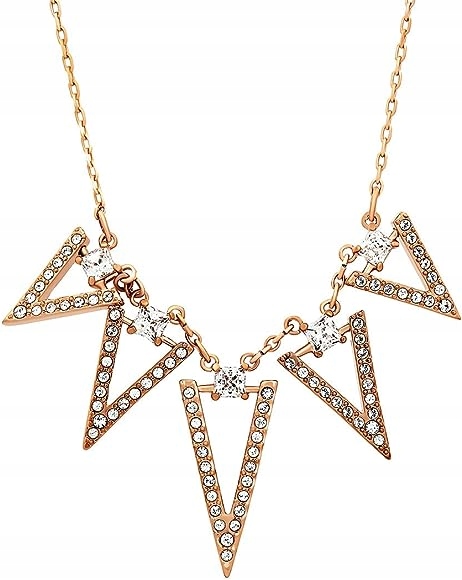 Náhrdelník Swarovski Funk Trojkaty Krystaly bílé Ocel pozlacená