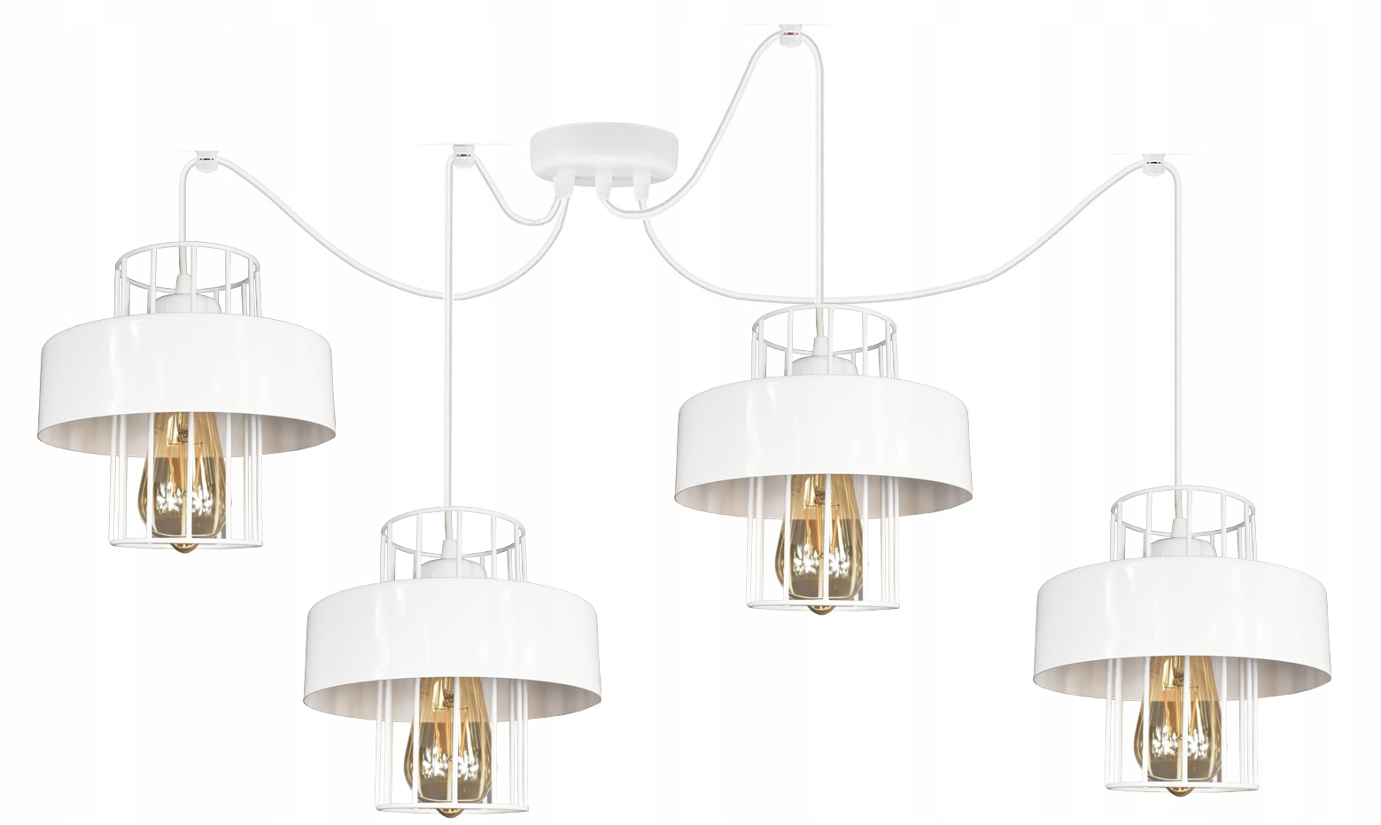 Lustr Závěsná Lampa Pavouk Loft Prestige 4 Bílá