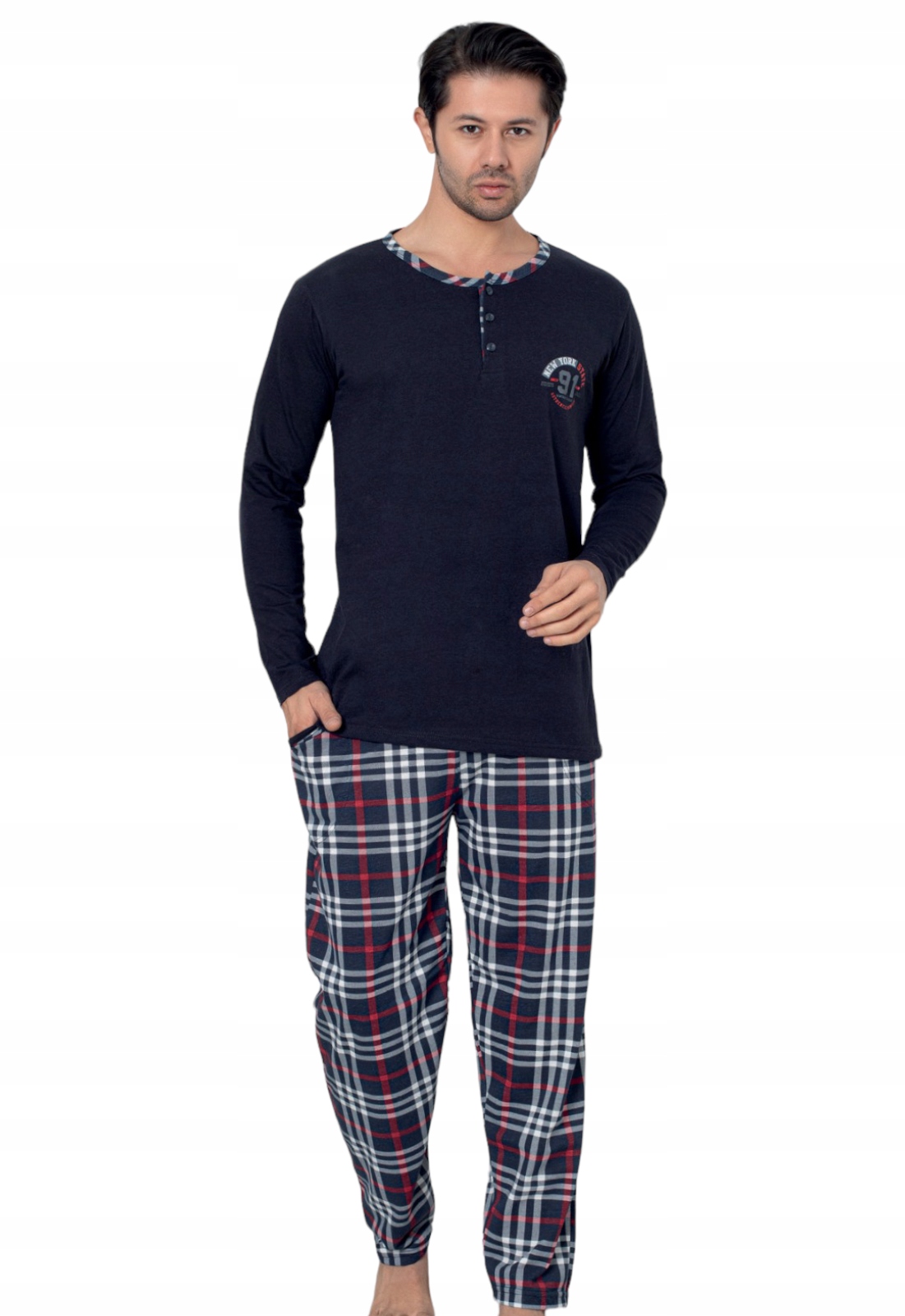 PIŻAMA MĘSKA DŁUGI RĘKAW DŁUGIE SPODNIE/BAWEŁNA Marka La Penna