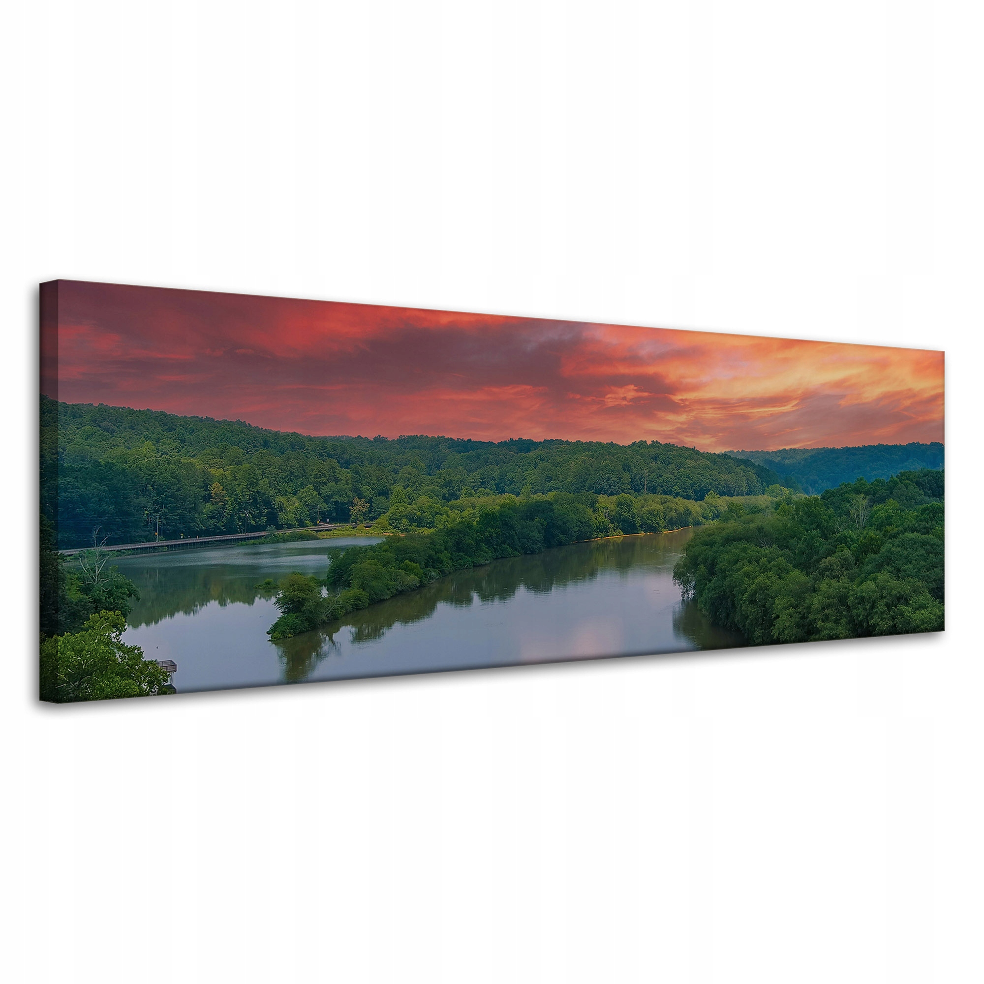 Obraz na plátně Růžové nebe Slunce Řeka Příroda 120x40 cm