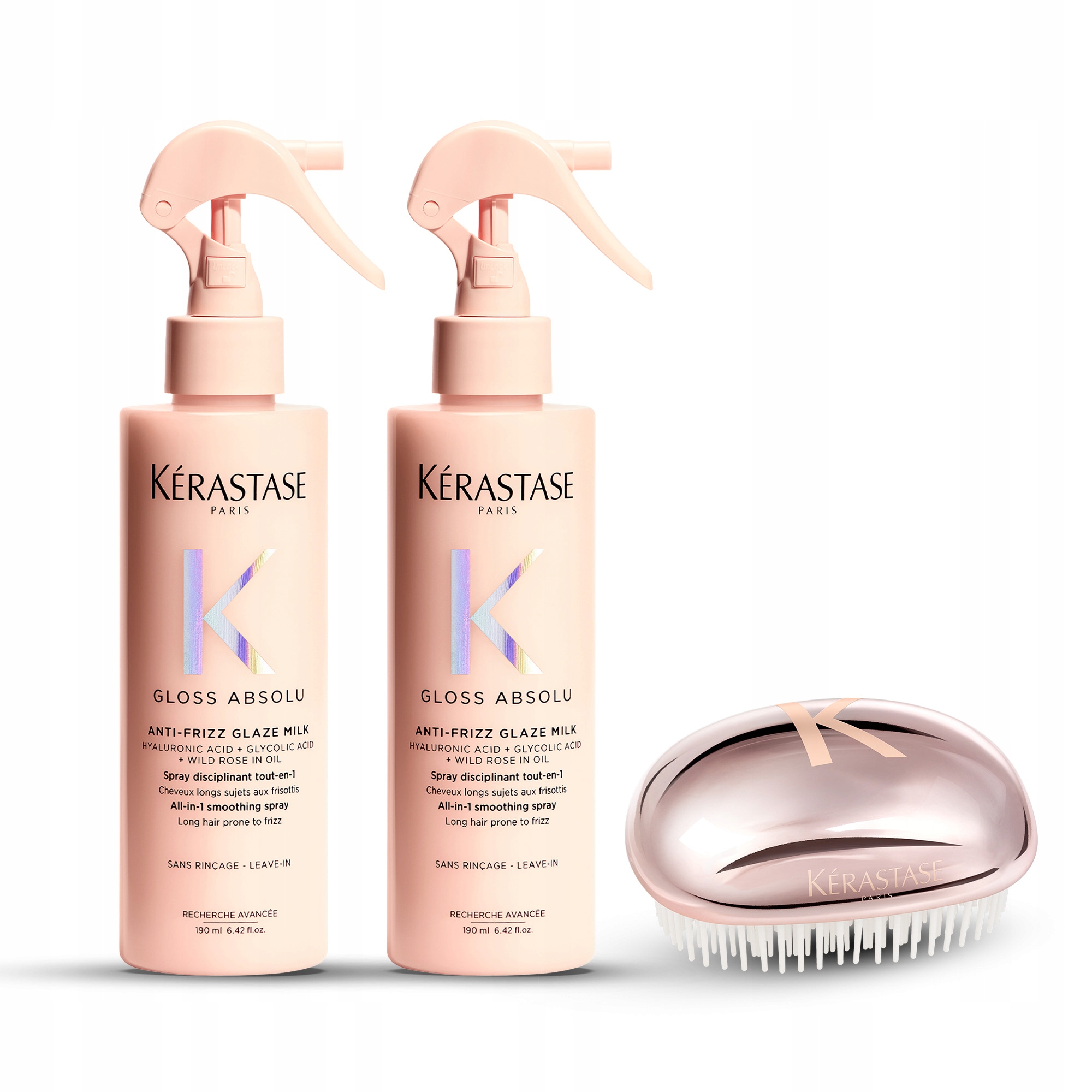 Kérastase Gloss Absolu Zestaw 2x Mleczko Na Puszące Włosy 190ml Szczotka
