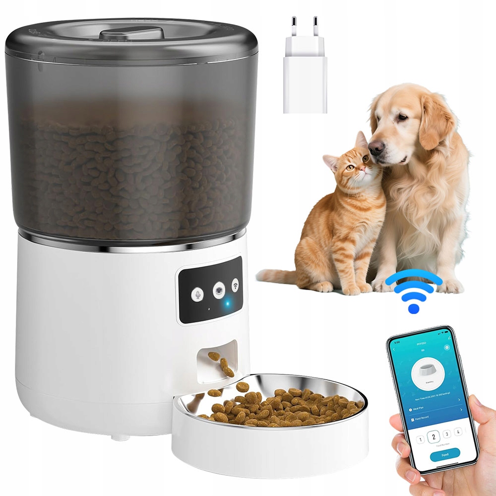 Levně Automatický Podavač Krmiva Pro Kočky Psa 4L Wifi App Kontrola Vysoká Kvalita