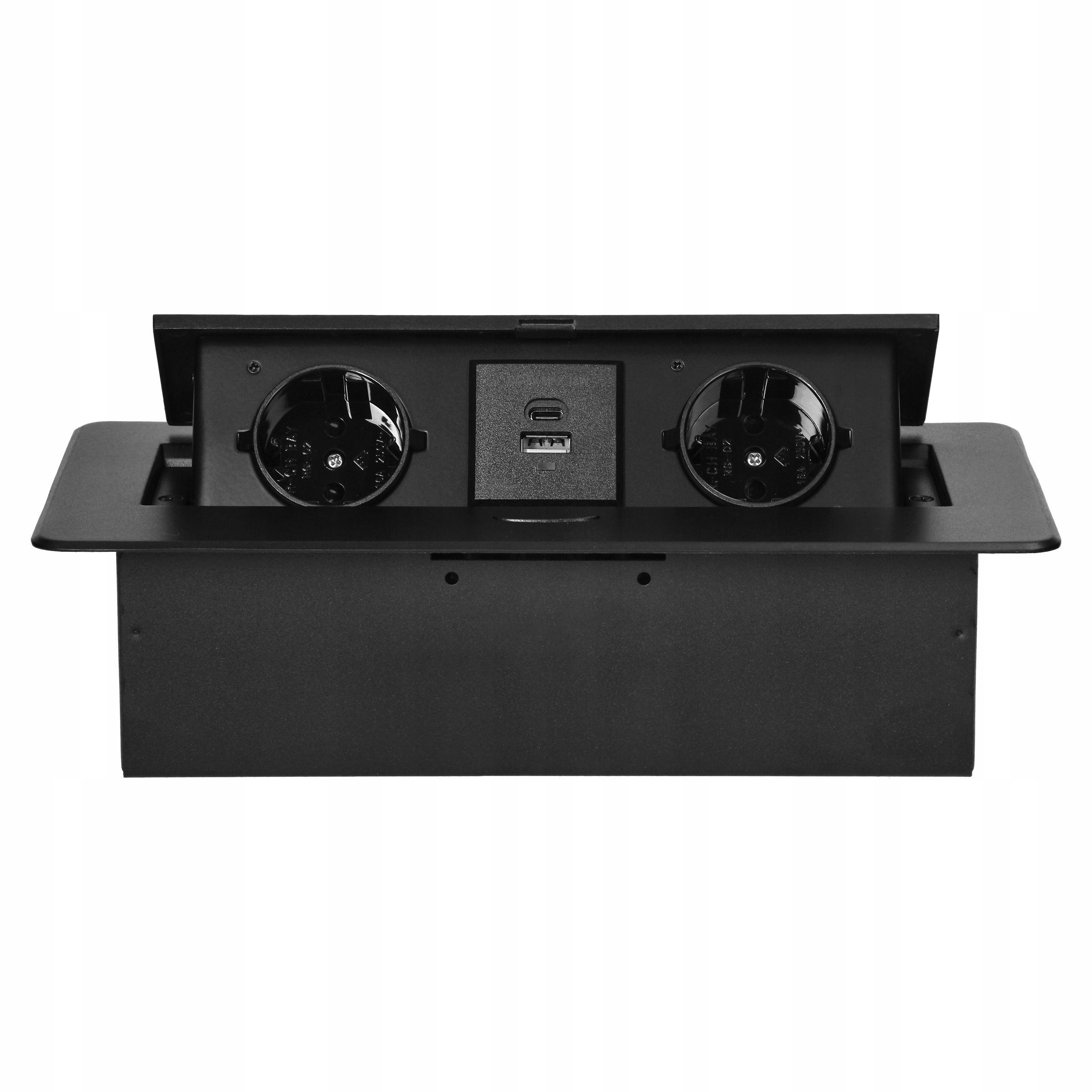 Nábytková zásuvka typu Schuko 2xUSB A+c černá OR-GM-9034(GS)/B Orno