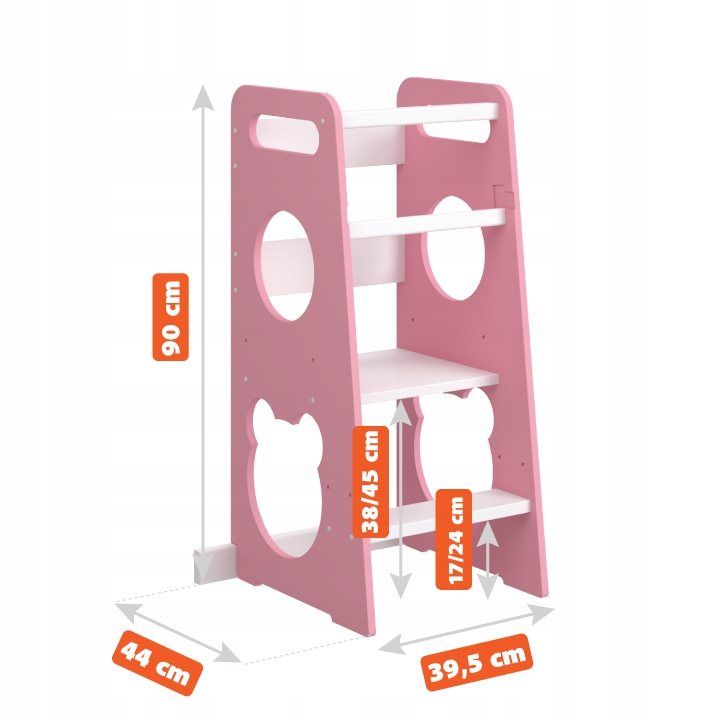 POMOCNIK KUCHENNY KITCHEN HELPER dziecięcy MONTESSORI RÓŻOWY/BIAŁY MIŚ