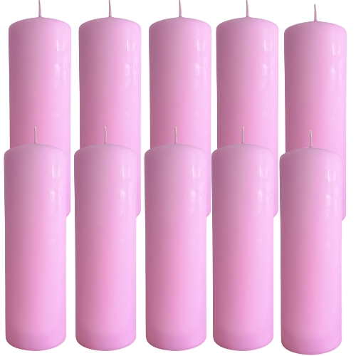 10x Velká Svíčka Válec 6,5 X 20 cm Růžová 100H
