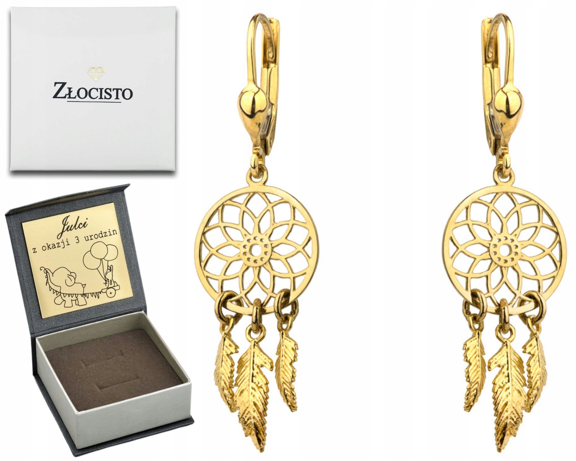 Zlaté Náušnice Lapač Snů Anglické Zapínání 585