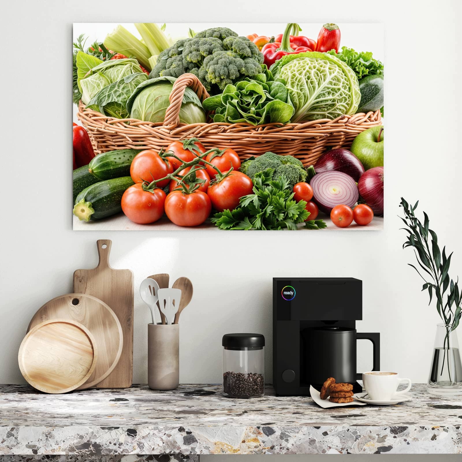 Magnetická tabule Svěží Zelenina Košík 90 × 60 cm