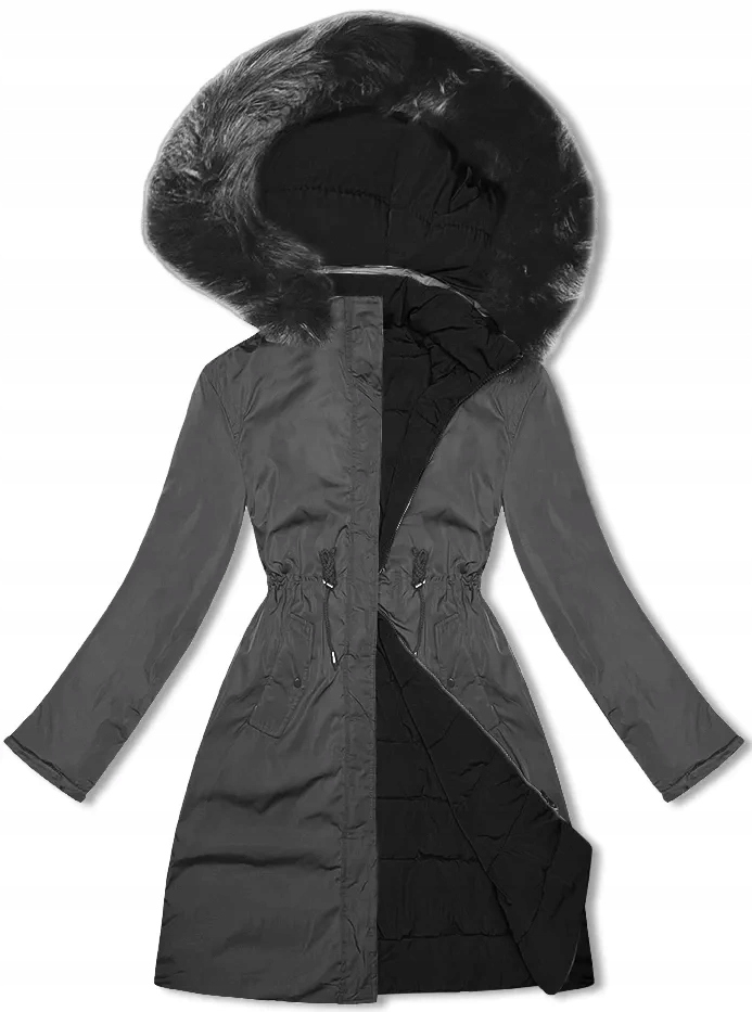 Dámská Bunda Kapuce 16M9159 Černá/šedá S (36)