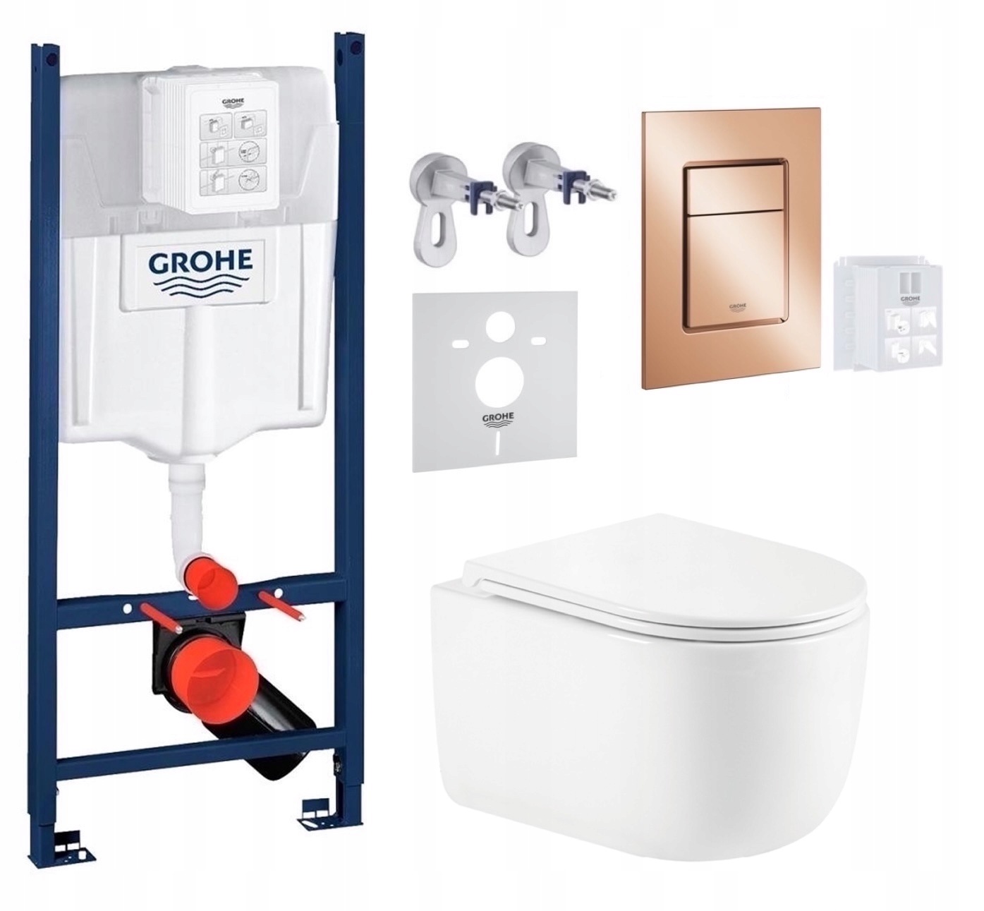 Wc rošt Grohe Rapid s Wc misou Lesna Tornado a tlačidlom medený lesk