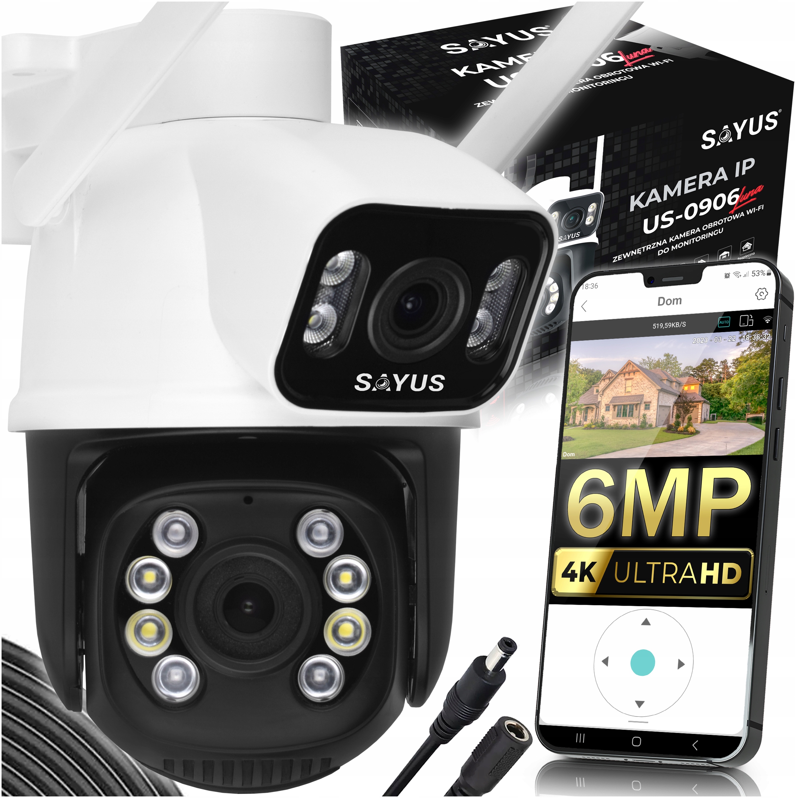 Venkovní Otočná Kamera Ip Wifi Icsee Zoom Dva Objektivy 6MPx Ultra Hd