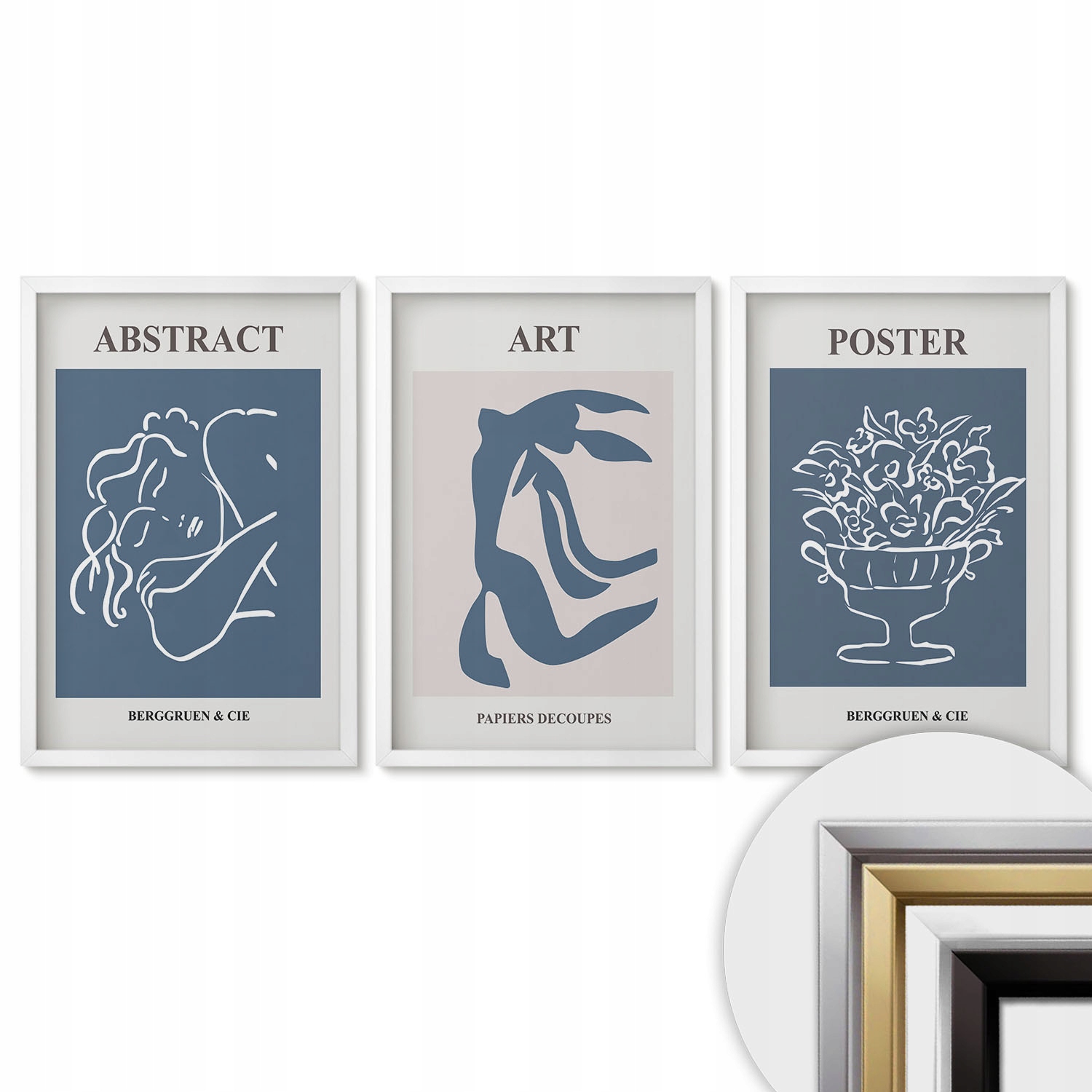 40x60 Sada obrazov zarámovaných v ráme Štýlové abstraktné vzory Matisse
